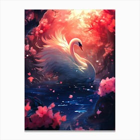 Swan Floral Canvas Print