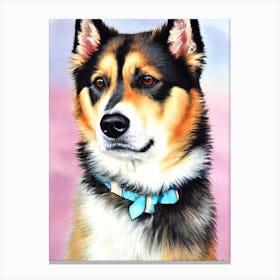 Norwegian Buhund 3 Watercolour dog Canvas Print