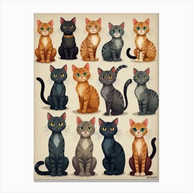 Set Of Cats Canvas Print