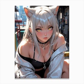 Anime Girl With Cat Ears 5 Canvas Print