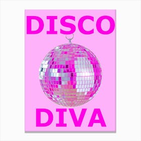 Disco Diva - Pink Disco Ball Canvas Print