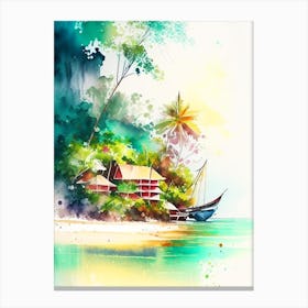 Koh Mak Thailand Watercolour Pastel Tropical Destination Canvas Print