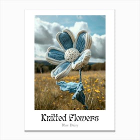 Knitted Flowers Blue Daisy 2 Canvas Print