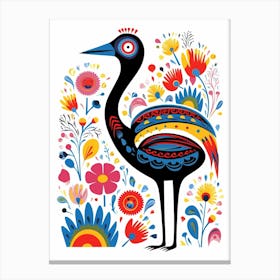 Scandinavian Bird Illustration Ostrich 2 Canvas Print