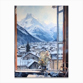 Winter Cityscape Chamonix France 1 Canvas Print