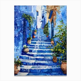 Blue Stairs In Morocco 2 Canvas Print