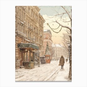 Vintage Winter Illustration Berlin Germany 3 Canvas Print