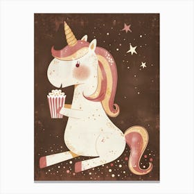 Muted Pastels Unicorn Eating Popcorn 1 Canvas Print