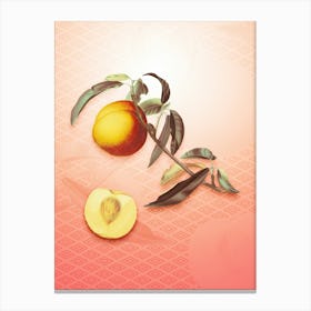 Peach Vintage Botanical in Peach Fuzz Hishi Diamond Pattern n.0195 Canvas Print