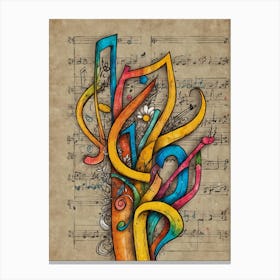 Music Notes On Sheet Music Canvas Print
