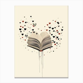 Book Heart Cream & Black 4 Canvas Print