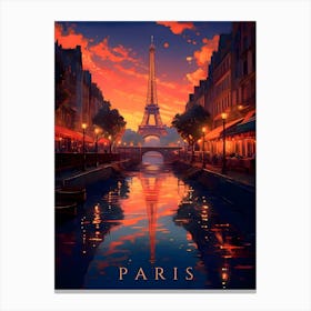 Paris France Eiffel Tower Retro Travel Canvas Print