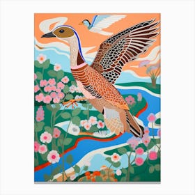 Maximalist Bird Painting Wood Duck 1 Canvas Print