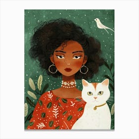 Girl With Cat 4 Canvas Print