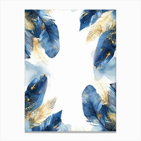 Blue And Gold Feathers Canvas Print