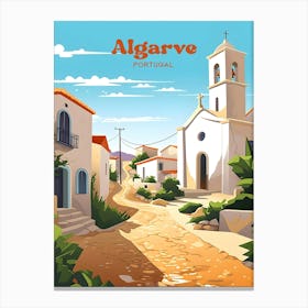 Algarve Portugal Travel Illustration Art Canvas Print
