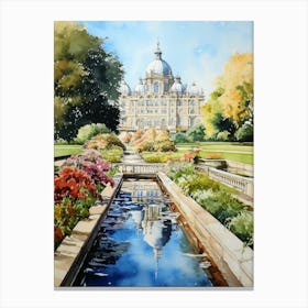 Nymphenburg Palace Gardens Germany Watercolour 1   Canvas Print