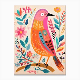 Pink Scandi Bird 3 Canvas Print
