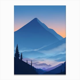 Misty Mountains Vertical Composition In Blue Tone 170 Canvas Print