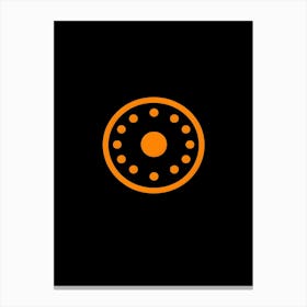 Orange And Black Circle On Black Background Canvas Print