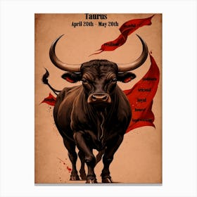 Taurus Zodiac Sign Canvas Print