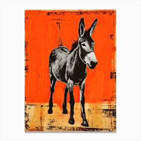 Donkey, Woodblock Animal Drawing 2 Canvas Print