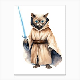 Burmese Cat As A Jedi 1 Canvas Print