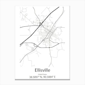 Ellisville,United States Minimalist Map Canvas Print