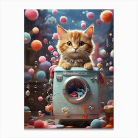 Cat In A Washing Machine 7 Canvas Print