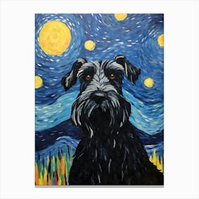 Giant Schnauzer Starry Night Dog Portrait Canvas Print