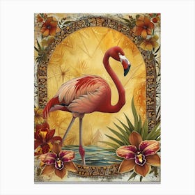 Greater Flamingo And Orchids Boho Print 4 Canvas Print