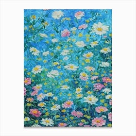 Zinnia Floral Print Bright Painting Flower Canvas Print