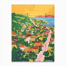 New Dorp New York Colourful Silkscreen Illustration 1 Canvas Print