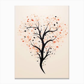 Swirl Cream & Coral Tree Heart 3 Canvas Print