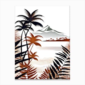 Tropical Landscape With Palm Trees Vector Canvas Print