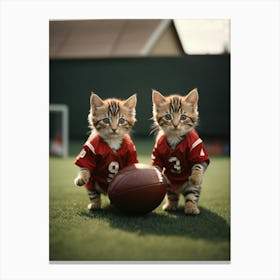 Photoreal Two Little Cute Kittens Playing Football Kittens Dre 0 Canvas Print