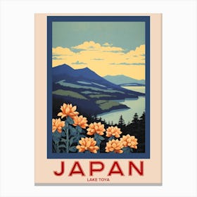 Lake Toya, Visit Japan Vintage Travel Art 4 Canvas Print