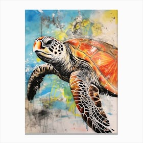 Abstract Watercolour Sea Turtle Illustration Canvas Print