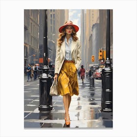 New York Middle 20th Century Walking Girl Canvas Print