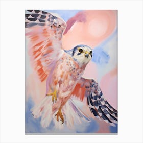Pink Ethereal Bird Painting American Kestrel 1 Canvas Print