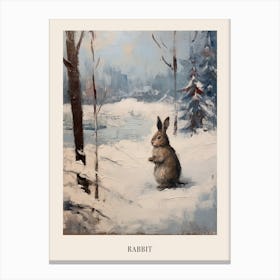 Vintage Winter Animal Painting Poster Rabbit 1 Canvas Print