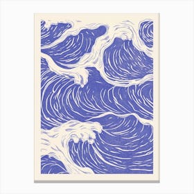 Blue And Beige Ocean Waves Canvas Print