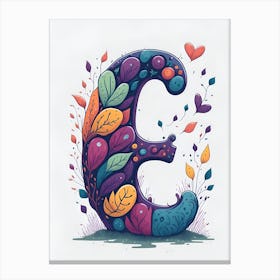 Colorful Letter E Illustration 92 Canvas Print