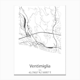 Ventimiglia,Italy Minimalist Map Canvas Print