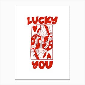 Lucky You, Red, Playing Cards, Art, Design, Wall Print Canvas Print