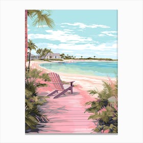 An Illustration In Pink Tones Of  Grace Bay Beach Turks And Caicos 2 Canvas Print