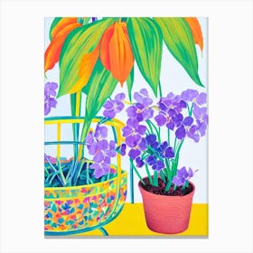 African Violet Eclectic Boho Plant Canvas Print