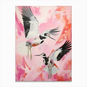 Pink Ethereal Bird Painting Lapwing 3 Canvas Print
