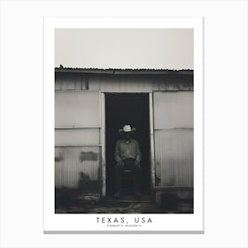 Poster Of Texas, Usa, Black And White Analogue Photograph 1 Canvas Print