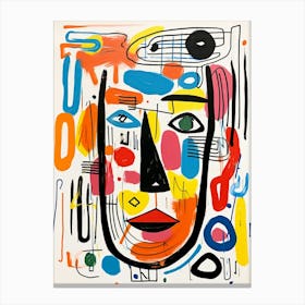 Colourful Gouache Inspired Face 2 Canvas Print